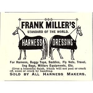 Frank Miller's Harness Dressing Horse Tack 1892 Ad AG2-S26